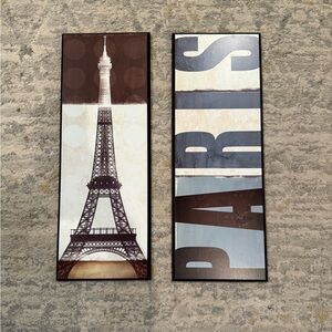 Paris Wall Art Set - Slate Blue and Brown